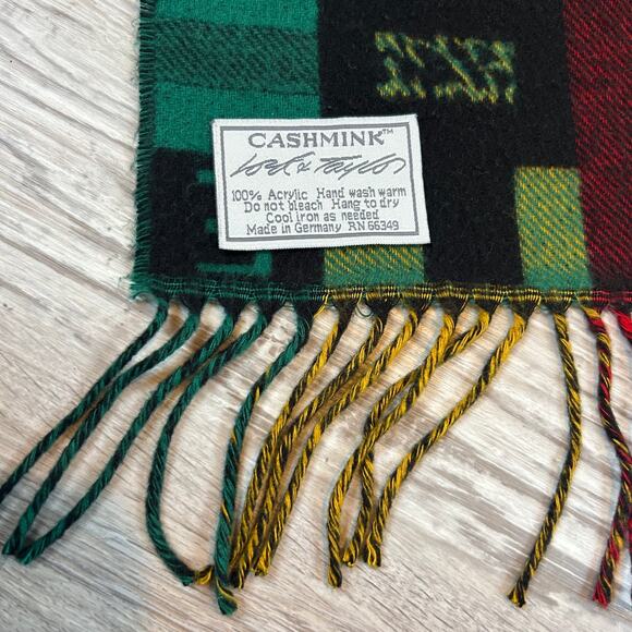 Cashmink by Fraas Colorblock Alphabet Scarf Multicolor Fringe German Made - Picture 4 of 8